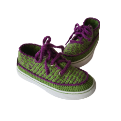 Mor Bağcıklı Yeşil Çocuk Ayakkabı