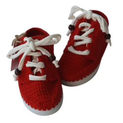Kırmızı Mini El Örgü Ayakkabı